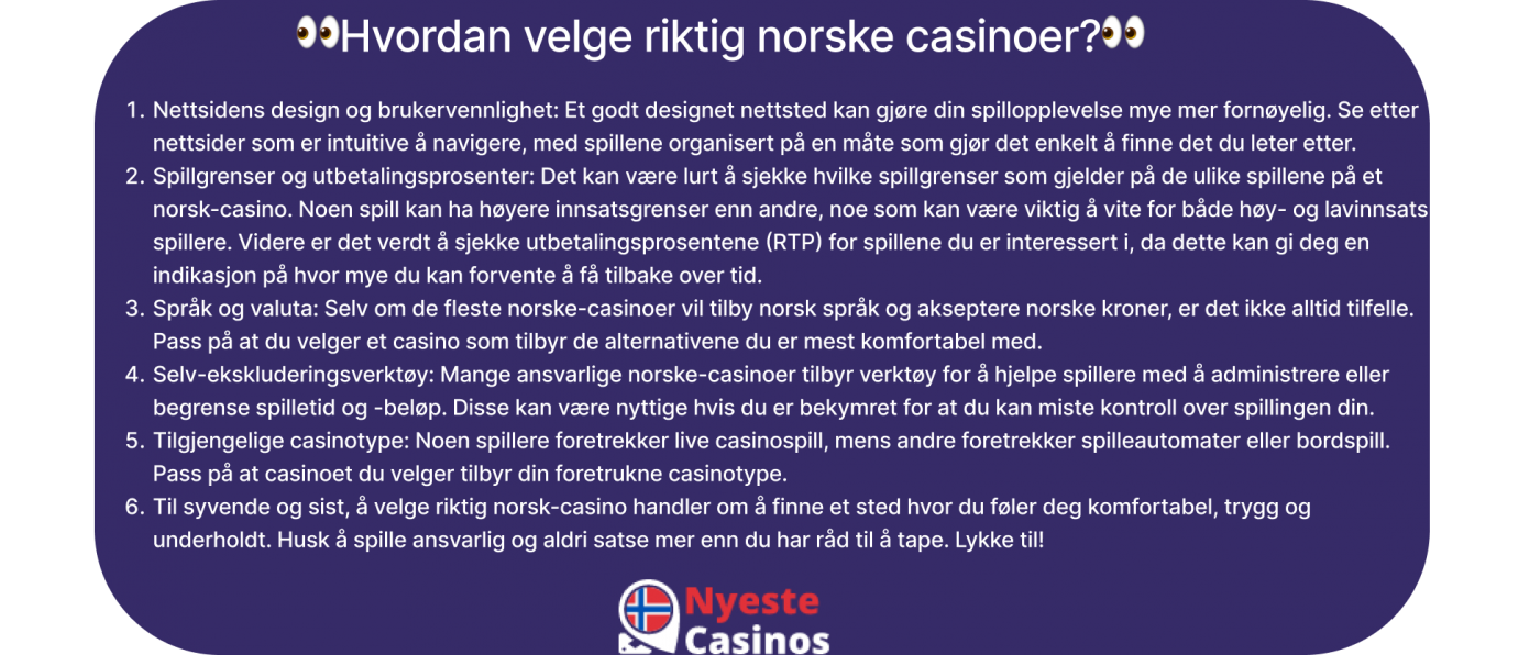 hvordan velge riktig norske casinoer
